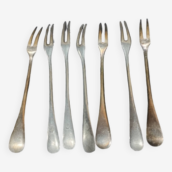 Set of 6 silver snail forks