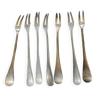 Set of 6 silver snail forks