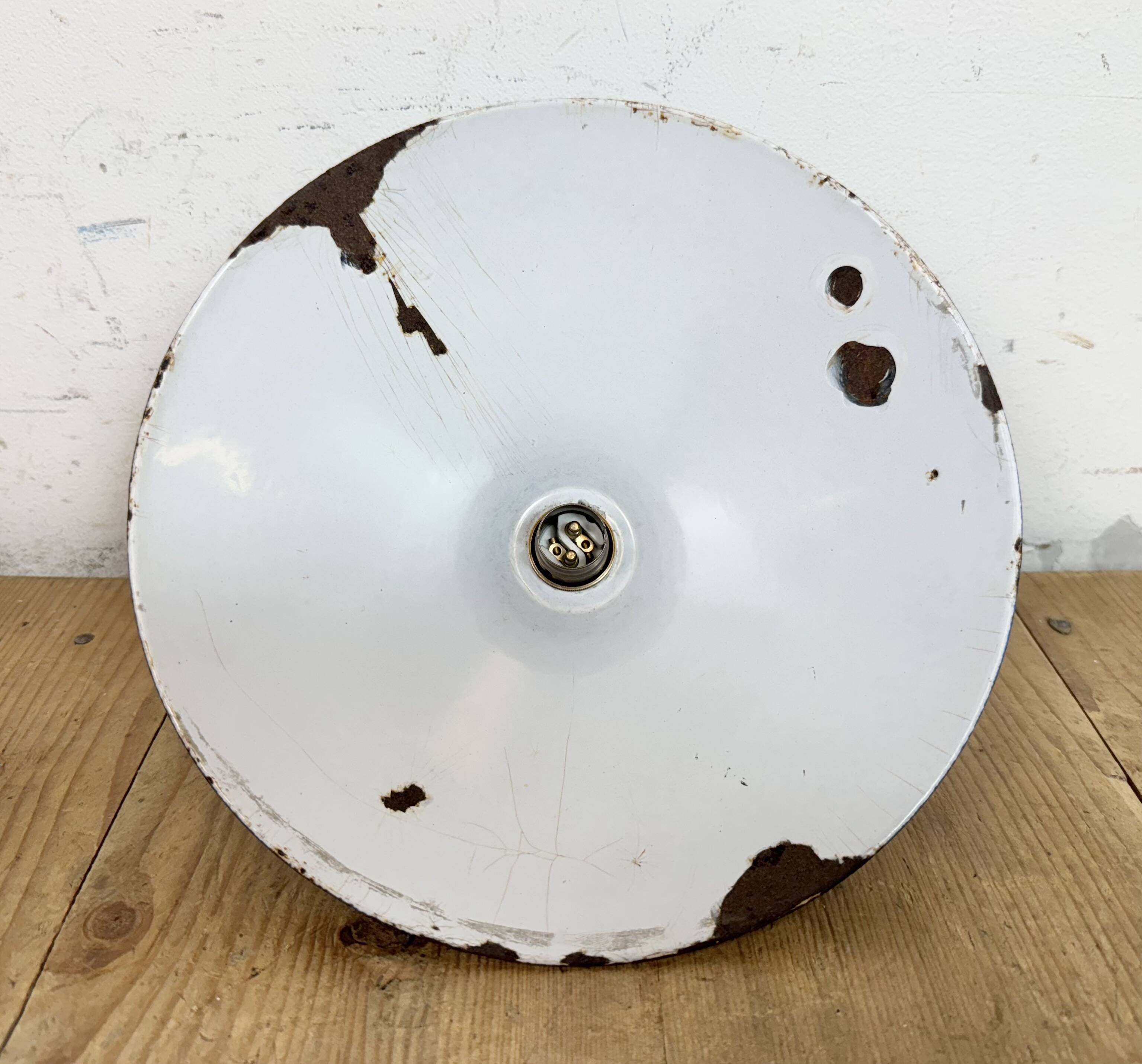 Industrial Blue Enamel Factory Pendant Lamp, 1950s