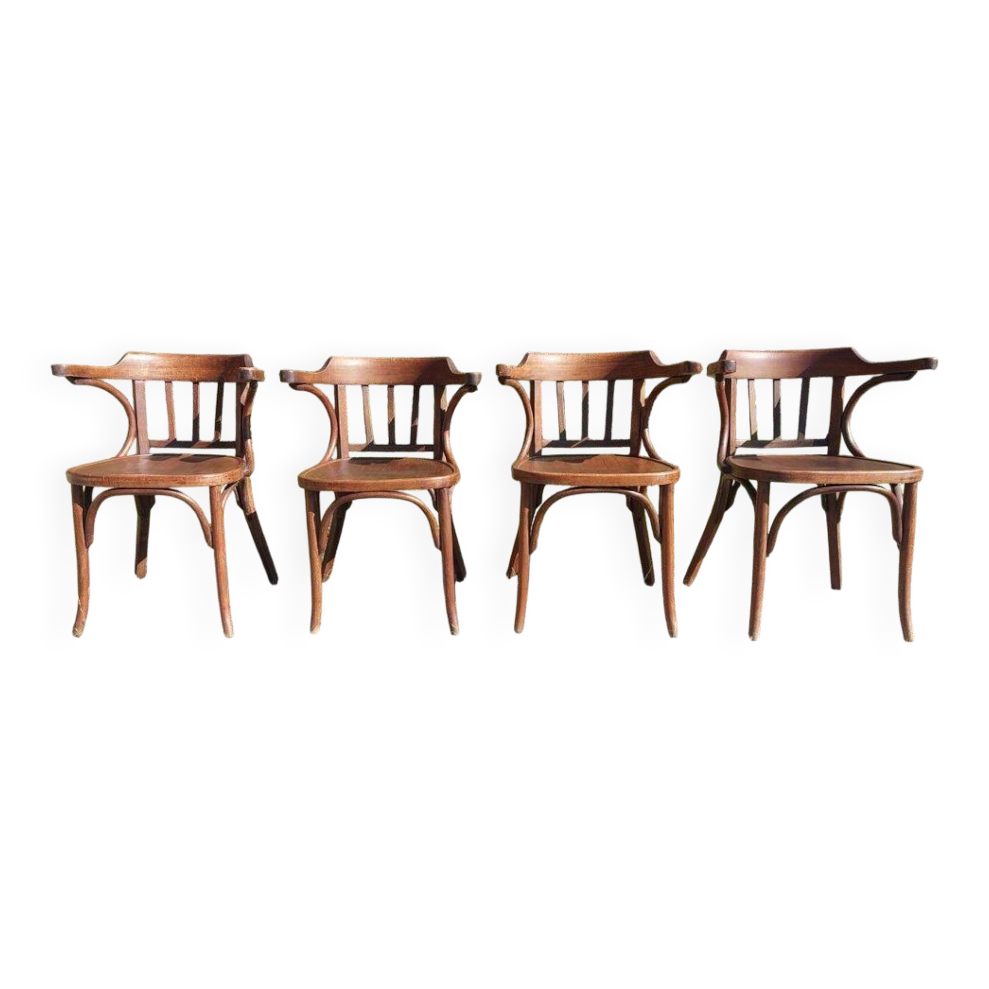 4 Baumann armchairs in bent wood