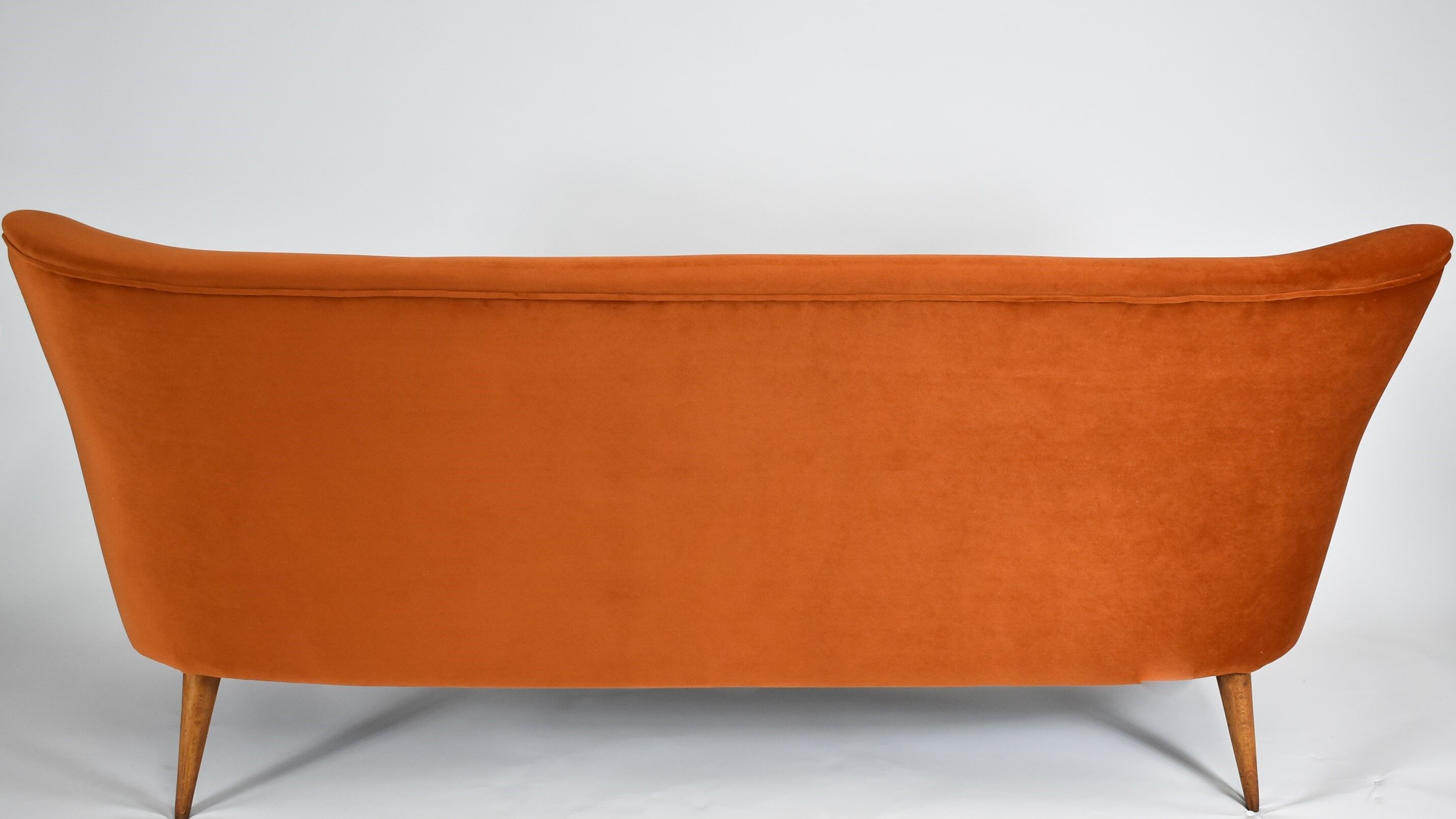 Vintage Three-seater velvet Sofa, Germany 1960s, rusty, restored