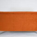 Vintage Three-seater velvet Sofa, Germany 1960s, rusty, restored