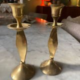 Pair of vintage brass candle holders