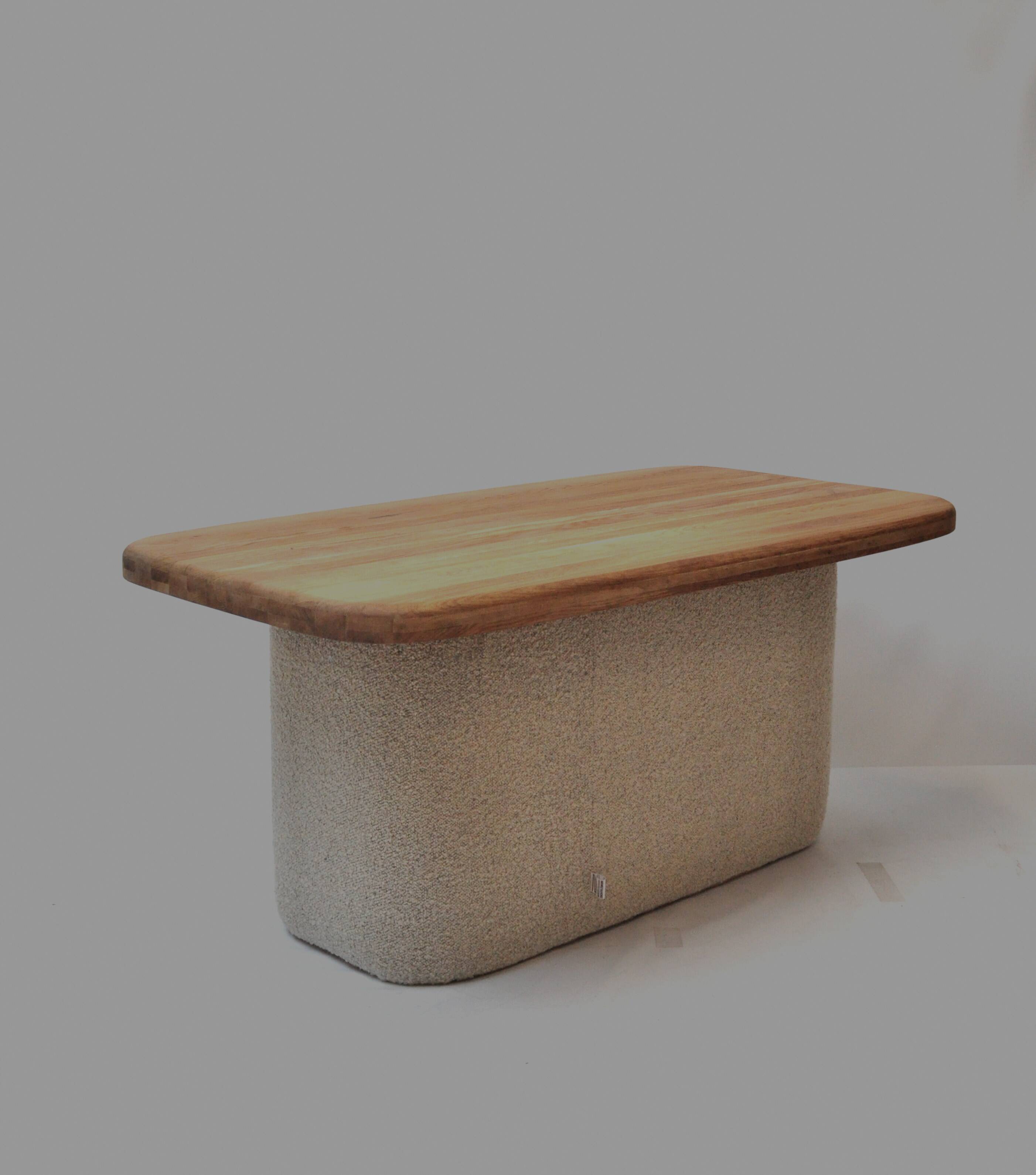 Soft Table — One-Off Sculptural Table in Reclaimed Oak and Wool by Zachte Z