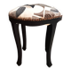 Black wood piano stool Art Deco fabric restoration upholstery 1950 living room decoration