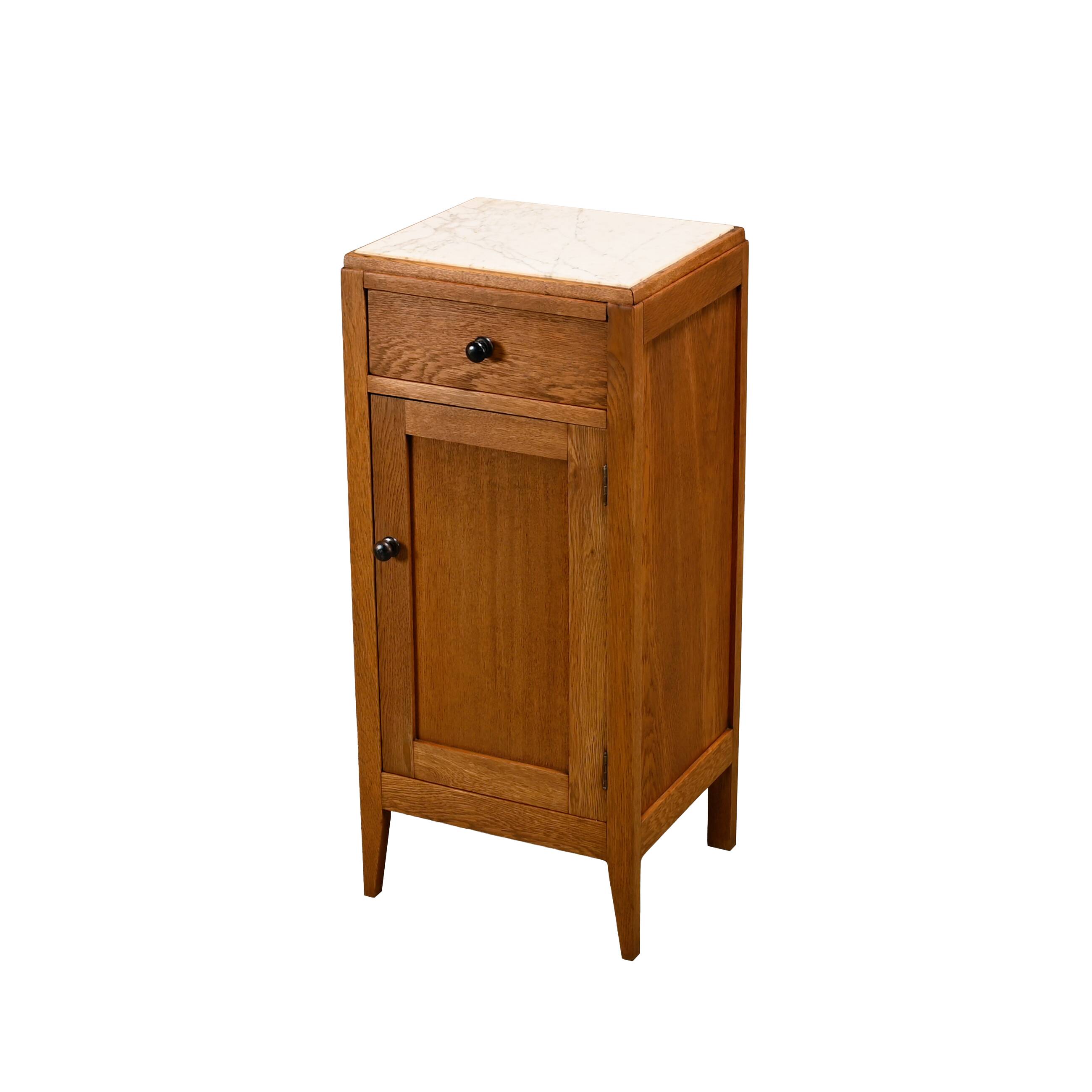 Art Deco Nightstand or Bedside table Oak and Marble, Dutch, 1930s