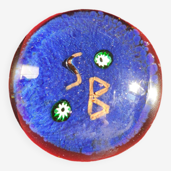 Sulphide paperweight ball initials monogram SB