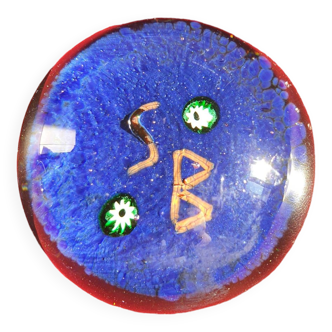 Sulphide paperweight ball initials monogram SB