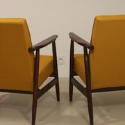 Pair of armchairs Henryk lily 300-190s 1970s yellow fabric