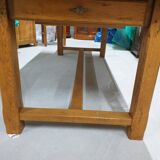 LOT Solid Oak Country Table and 6 Straw Seated Chairs