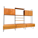 Mid century german teak floating wall unit by Dieter Hilker for Omnia, 1960s