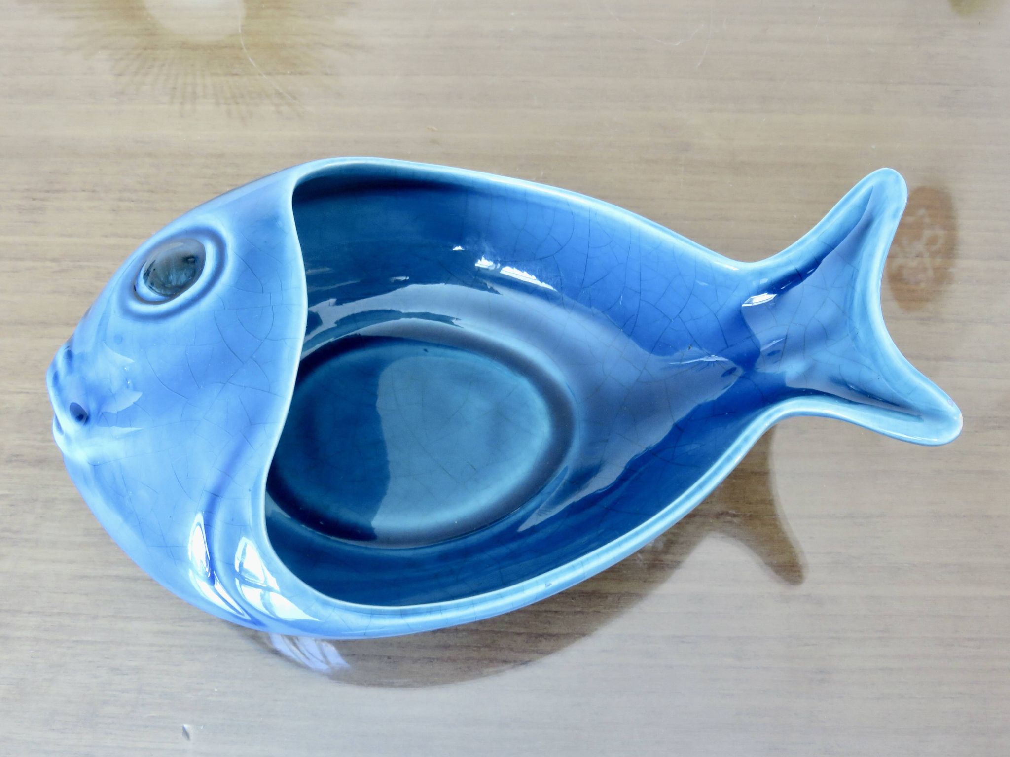 Empty pocket, blue cracked Charolles ceramic, 1960s