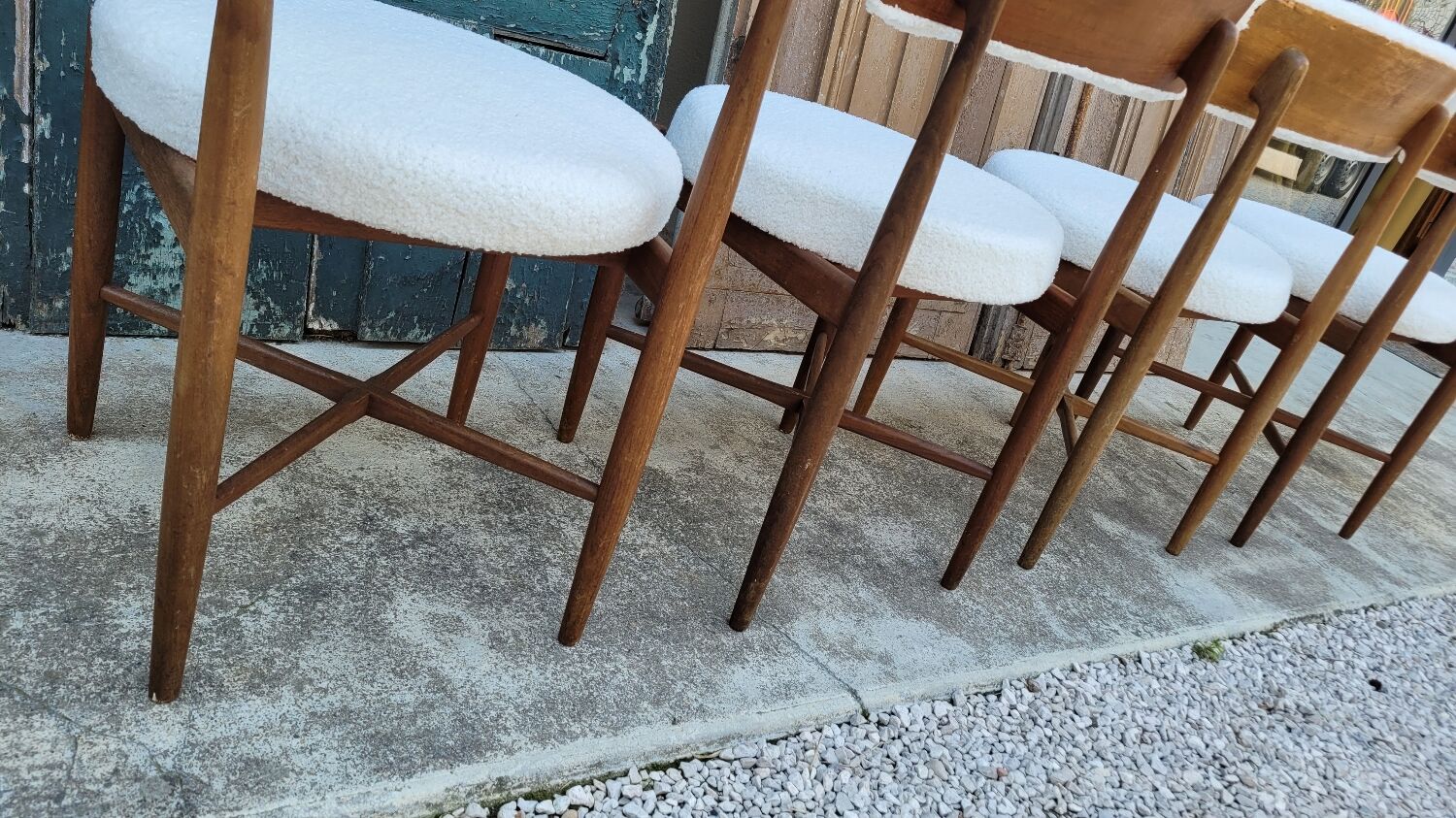 Series of 4 design Scandinavian teak chairs