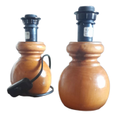 Paire de pieds de lampe en bois tourné blond RBL Italie