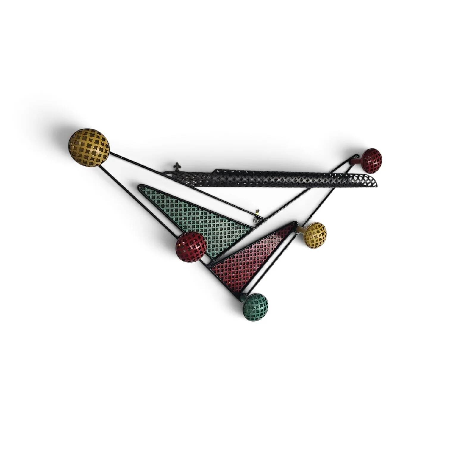 Wall-mounted coat rack attributed to Mathieu Matégot – France, 1950s