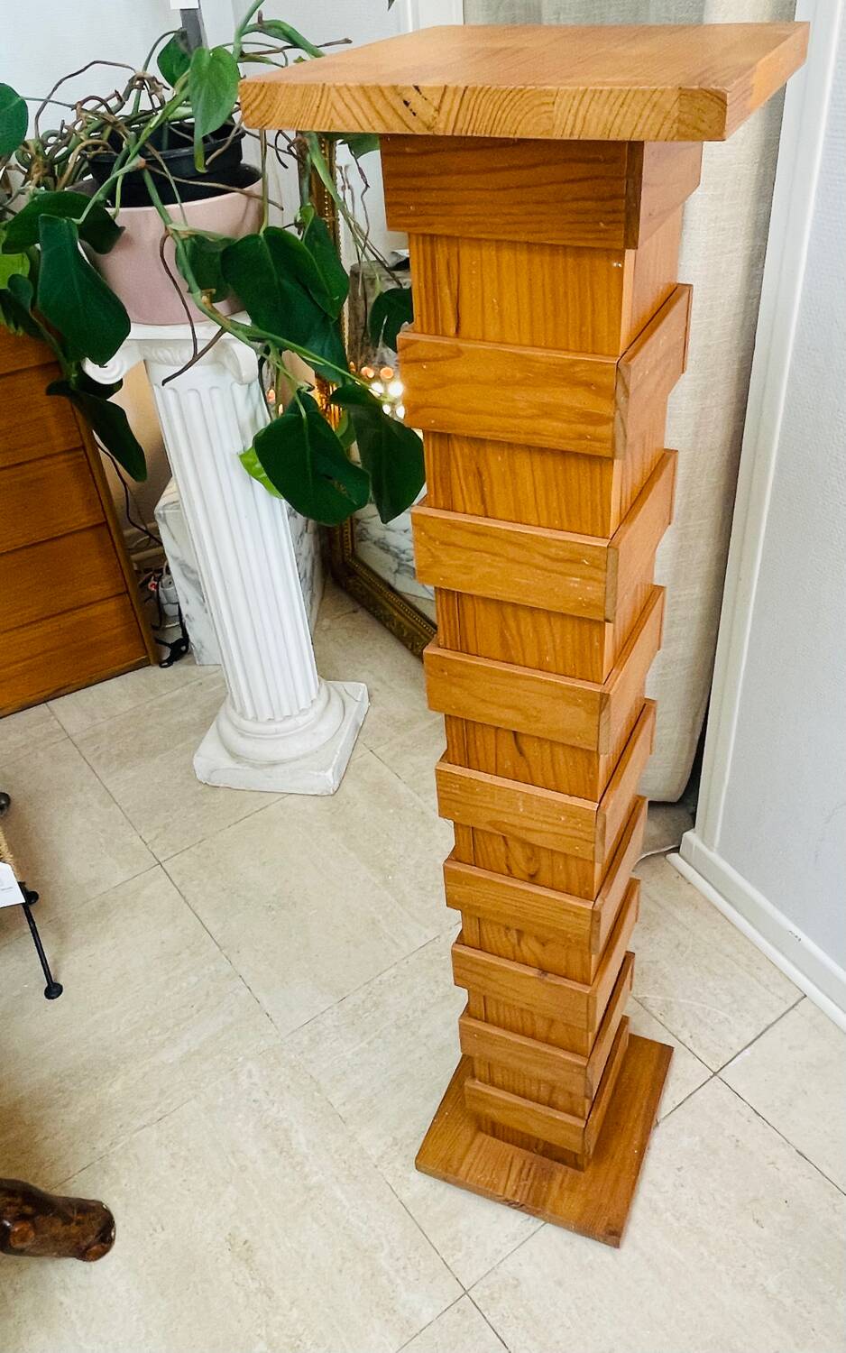 Designer wooden plant stand – 70s