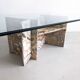 Italian marble coffee table with glass top 1970's