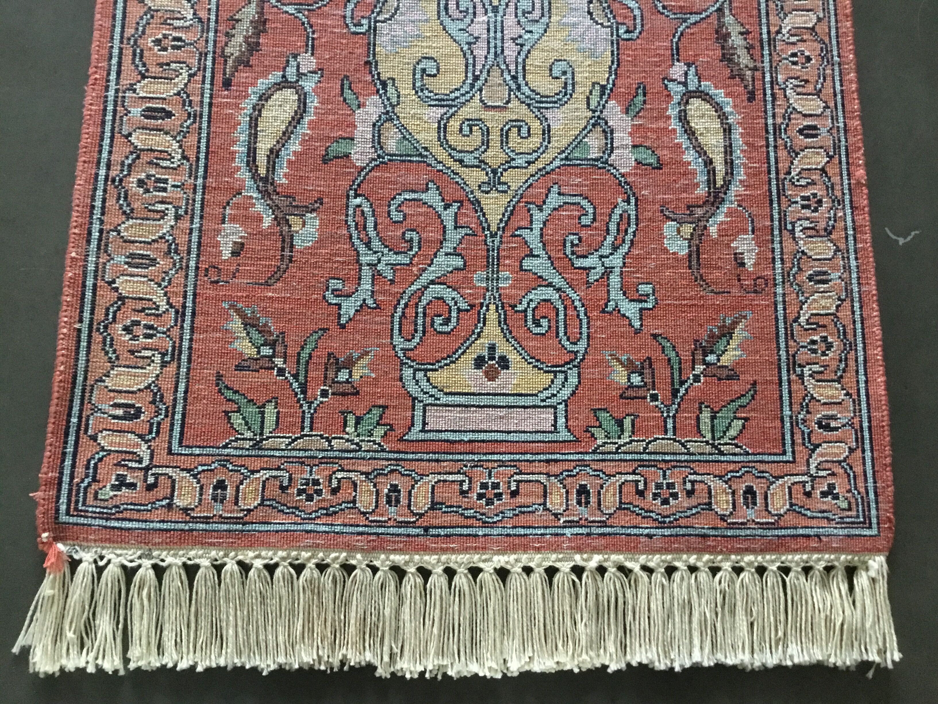 Tapis d’orient en cachemire et soie 44x92cm