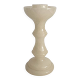 Vintage alabaster-style resin candlestick holder