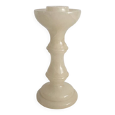 Vintage alabaster-style resin candlestick holder