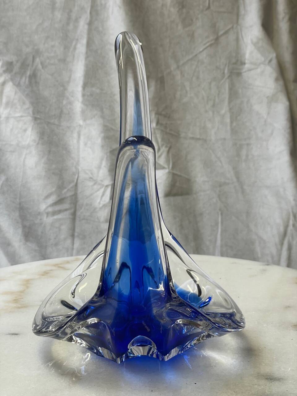 Objet déco style Italien années 60's en verre bleu et transparent