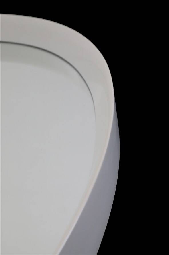 Big, oval mid-century mirror / 1960s / 1970s / white / sanded finish / Space Age