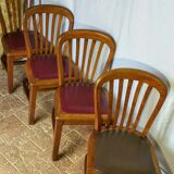 Set of four solid oak monastery style chairs