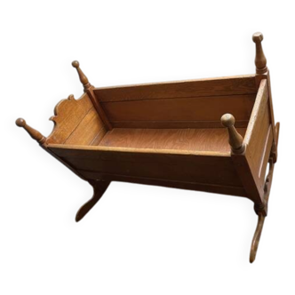 Vintage solid oak rocking cradle