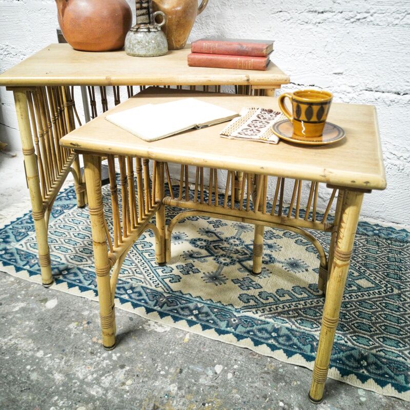 Rattan nesting tables