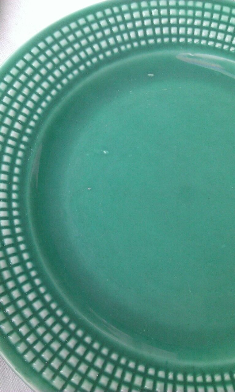 9 Plates blue green earthenware dessert