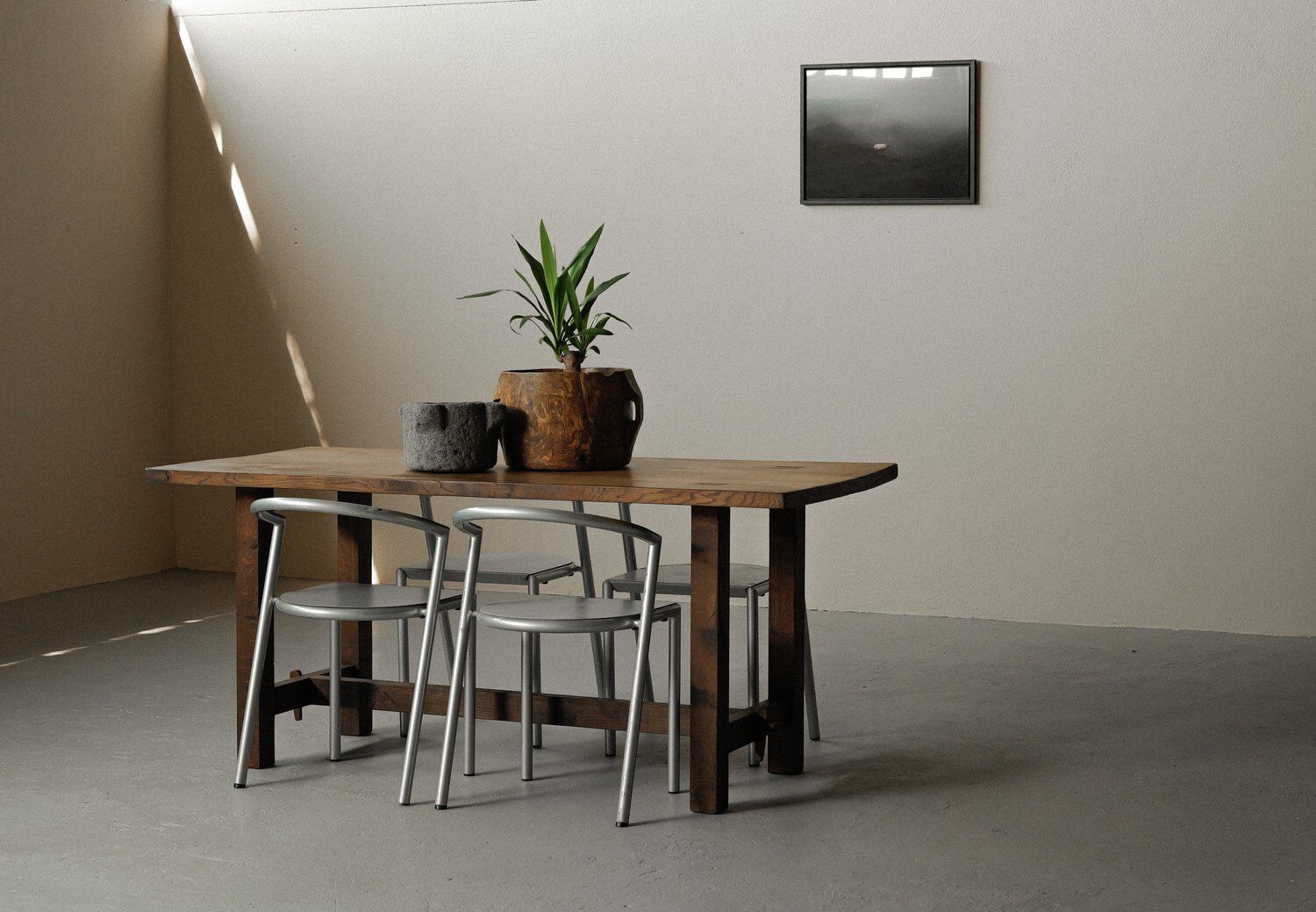 Solid oak farmhouse table, 1970 – Handcrafted