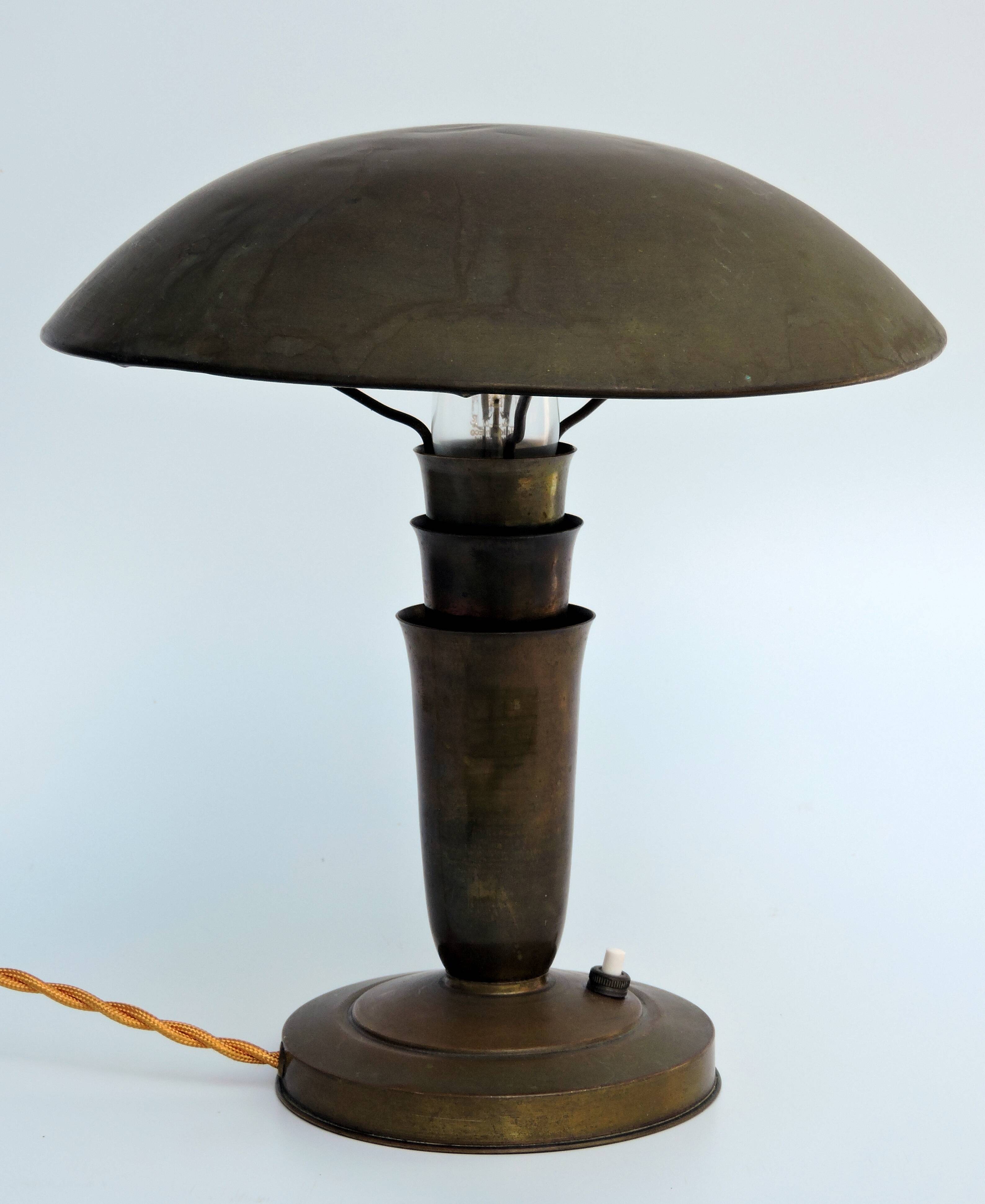 Art Deco bauhaus copper mushroom lamp