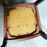 Chaise en noyer avec assise en velours moutarde