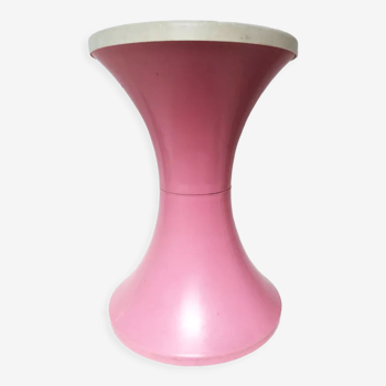 Tabouret "Tam Tam" rose et blanc, 1970