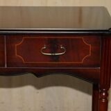 Small console with two drawers in hardwood finish.