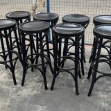 Lot de 8 tabourets de bar vintage en bois