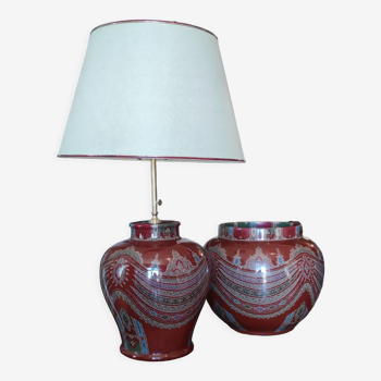 Ensemble lampe et cache pot vintage