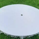 Garden furniture tin forge blanc 1 table and 2 armchairs