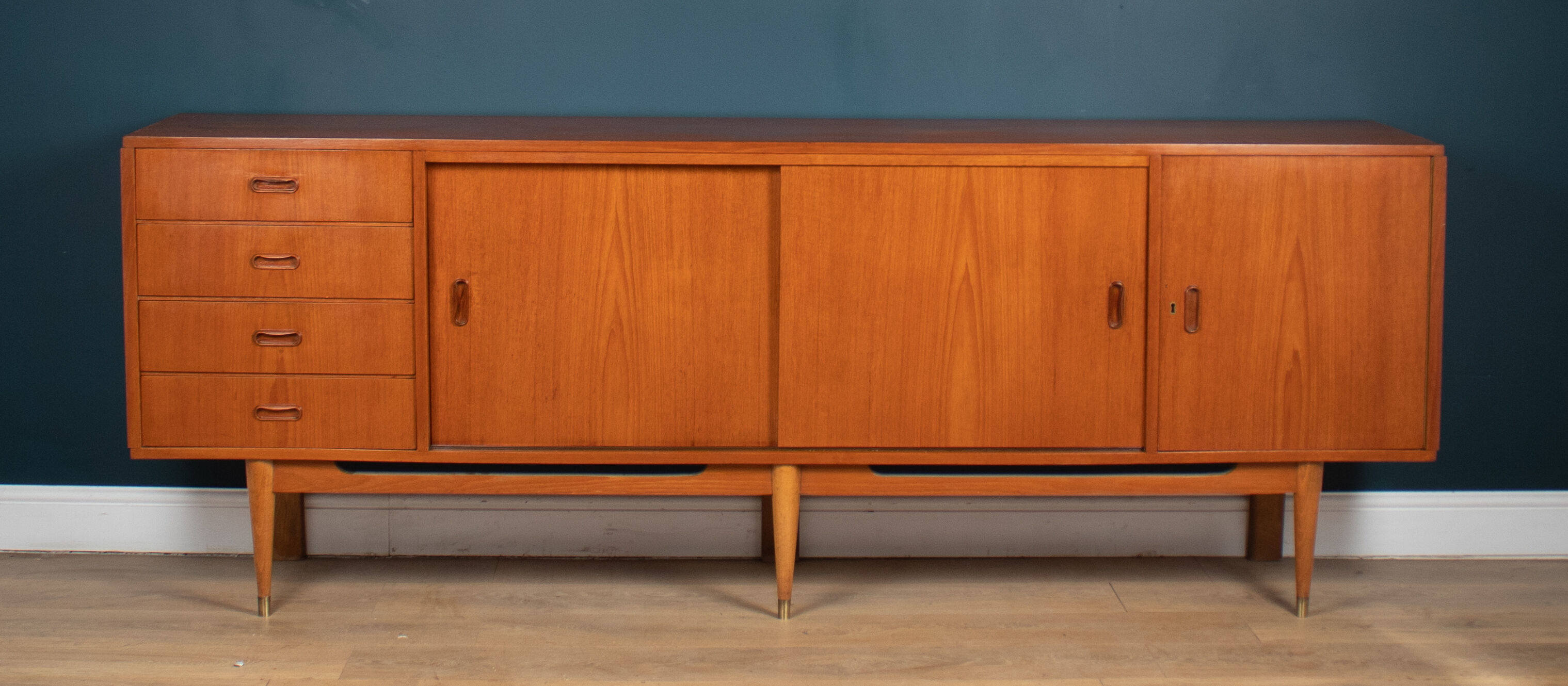 Retro Teak Danish 1960s Long Mid Century Sideboard