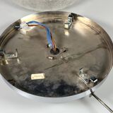 1960s 1970s Ceiling Light Flush Mount Ice Glass from Hillebrand Germany