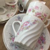 Set de 6 tasses à café anciennes porcelaine striée