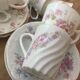 Set de 6 tasses à café anciennes porcelaine striée