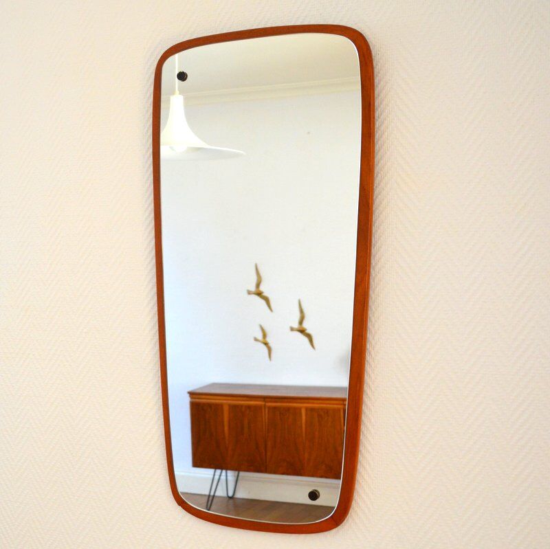 Scandinavian Mirror 60s teak 34x73cm