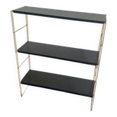 Vintage 1960 String wall shelf black and gold - 60 x 48 cm