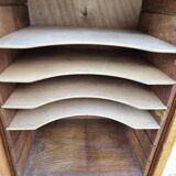 1950s oak filing cabinet with sliding curtains
