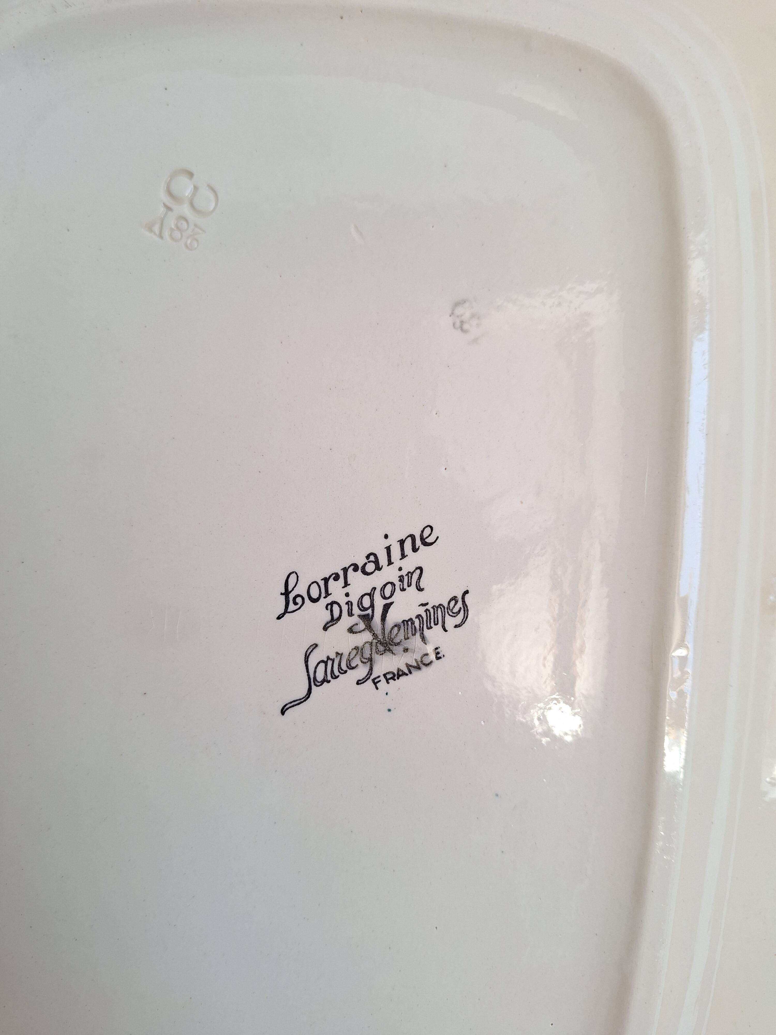 Rectangular plate Digoin Sarreguemines Model Lorraine