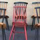 Set of 6 mismatched vintage chairs with bars and compass legs