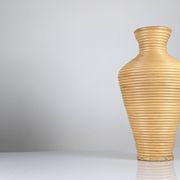 Grand vase de sol en rotin tressé, années 1970
