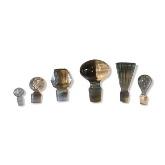 Set of 6 glass decanter caps