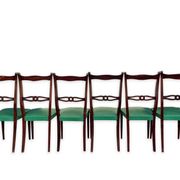 Ensemble italien de six chaises vintage noires et vertes 1960